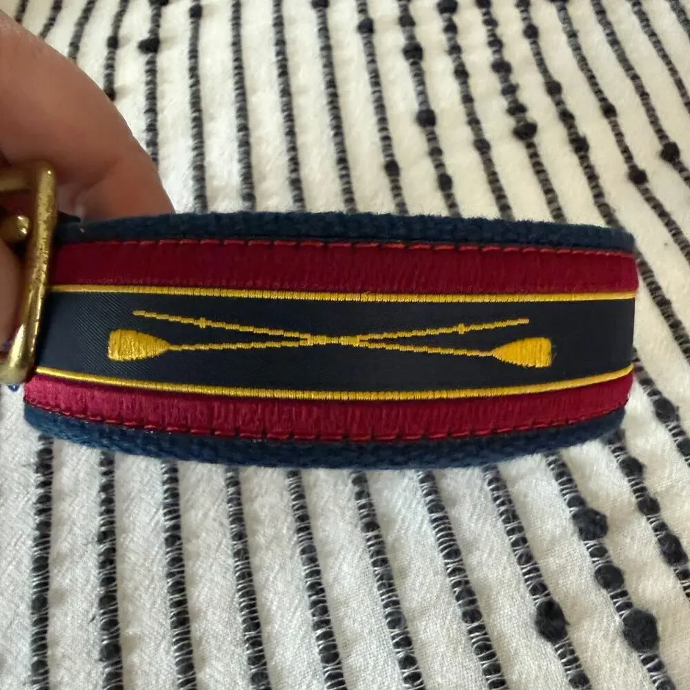 J.Press | Navy Burgundy and Gold Oar Webbed belt | Size 38